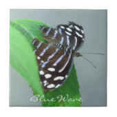 Blue Wave Butterfly auf dem Leaf Foto Fliese (Vorderseite)