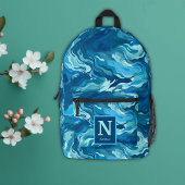 Blue Wave Camouflage Monogram Backpack Bedruckter Rucksack