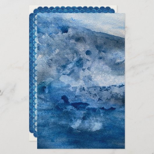 Blue Wave Card Briefpapier (Vorne/Hinten)