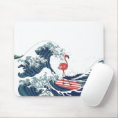 Blue Wave Flamingo Surfen ohne Text Mousepad (Mit Mouse)