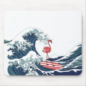 Blue Wave Flamingo Surfen ohne Text Mousepad (Vorne)