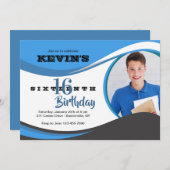 Blue Wave Foto Card Einladung (Vorne/Hinten)