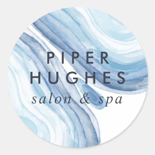 Blue Wave Geode Runder Aufkleber (Vorderseite)