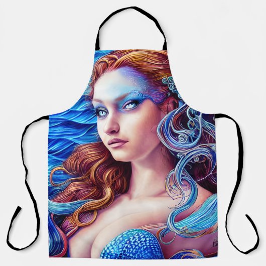 Blue Wave Goddess Ocean World Fantasy Art Schürze (Vorderseite)