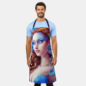 Blue Wave Goddess Ocean World Fantasy Art Schürze (Getragen)