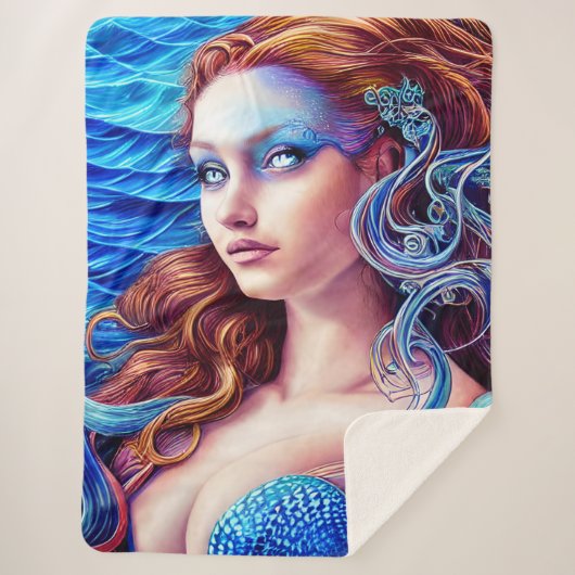 Blue Wave Goddess Ocean World Fantasy Art Sherpadecke (Vorderseite)