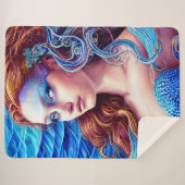 Blue Wave Goddess Ocean World Fantasy Art Sherpadecke (Vorderseite (Horizontal))