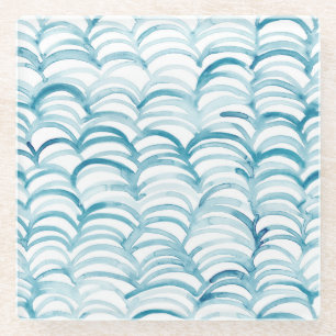 Blue Wave japanischer Style MusterIllustration Glasuntersetzer