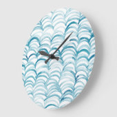 Blue Wave japanischer Style MusterIllustration Große Wanduhr (Winkel)