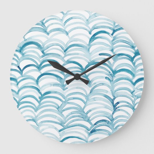 Blue Wave japanischer Style MusterIllustration Große Wanduhr (Vorderseite)