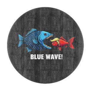 Blue Wave Kamala Harris Walz Fischwahl Schneidebrett