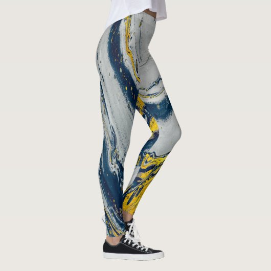 Blue wave marble textures leggings (Rechts)