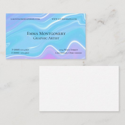 Blue Wave Marmor Liquid Art Visitenkarte (Vorne/Hinten)