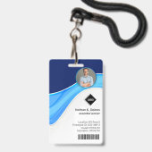 Blue Wave | Mitarbeiter Foto ID Company Security Ausweis (Vorderseite mit Lanyard)