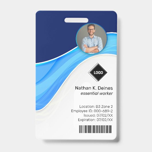 Blue Wave | Mitarbeiter Foto ID Company Security Ausweis (Vorderseite)
