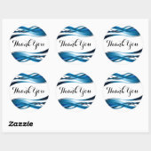 Blue Wave Modern Abstrakt Danke Runder Aufkleber (Blatt)