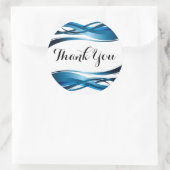 Blue Wave Modern Abstrakt Danke Runder Aufkleber (Tasche)