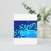 Blue wave modern designs postkarte (Stehend Vorderseite)