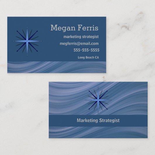 Blue Wave Modern Visitenkarte (Vorne/Hinten)