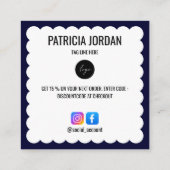 Blue Wave Order Danke LOGO Social Icon Quadratische Visitenkarte (Rückseite)