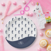 Blue Wave Seepferd Muster Wedding V1 ID836 Pappteller (Party)