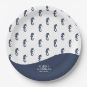 Blue Wave Seepferd Muster Wedding V1 ID836 Pappteller (Vorderseite)