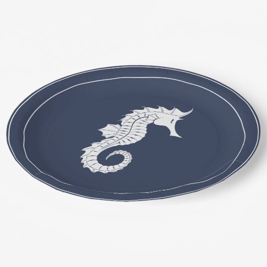 Blue Wave Seepferd V2 Wht/Navy ID836 Pappteller (Schrägansicht)