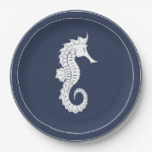 Blue Wave Seepferd V2 Wht/Navy ID836 Pappteller (Vorderseite)