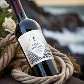 Blue Wave Seepferd Wedding Danke, ID836 Weinetikett