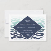 Blue Wave Seepferd Wedding ID836 RSVP Karte (Vorderseite)