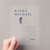 Blue Wave Seepferd Wedding Navy ID836 Acryleinladungen (Insitu (Handheld))