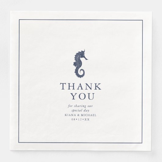 Blue Wave Seepferd Wedding Vielen Dank V2 ID836 Serviette (Vorderseite)