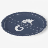 Blue Wave Seepferd Wedding Wht/Navy ID836 Pappteller (Schrägansicht)