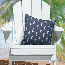 Blue Wave Seepferd Wht/Navy ID836 Kissen