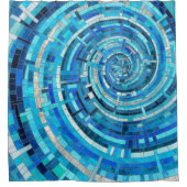 Blue Wave Spiral Mosaik Duschvorhang (Vorderseite)