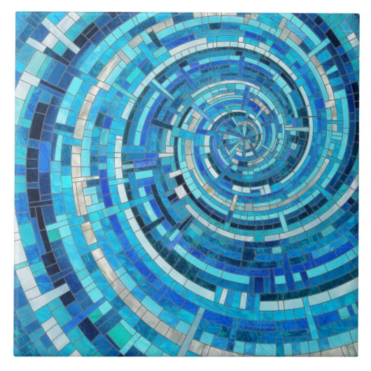 Blue Wave Spiral Mosaik Fliese (Vorderseite)