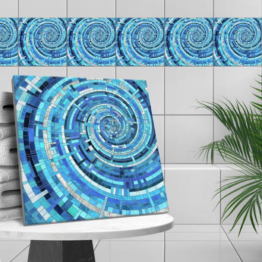 Blue Wave Spiral Mosaik Fliese