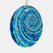 Blue Wave Spiral Mosaik Keramik Ornament (Rechts)