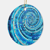 Blue Wave Spiral Mosaik Keramik Ornament (Links)