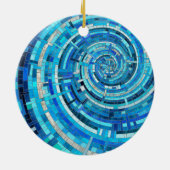 Blue Wave Spiral Mosaik Keramik Ornament (Hinten)