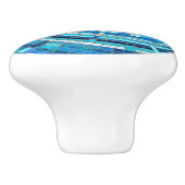 Blue Wave Spiral Mosaik Keramikknauf (Seitenansicht)