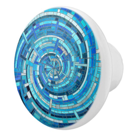 Blue Wave Spiral Mosaik Keramikknauf (Rechts)