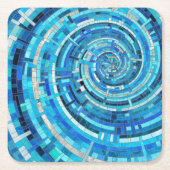Blue Wave Spiral Mosaik Rechteckiger Pappuntersetzer (Vorderseite)
