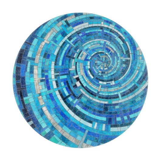 Blue Wave Spiral Mosaik Schneidebrett (Vorderseite)