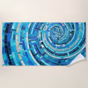 Blue Wave Spiral Mosaik Strandtuch