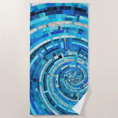 Blue Wave Spiral Mosaik Strandtuch (Vorderseite)