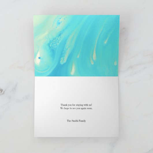 Blue Wave Sunset Beach HouseFolded Danked Card Dankeskarte (Innenseite)