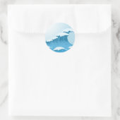 Blue Wave Surf und Ocean Runder Aufkleber (Tasche)