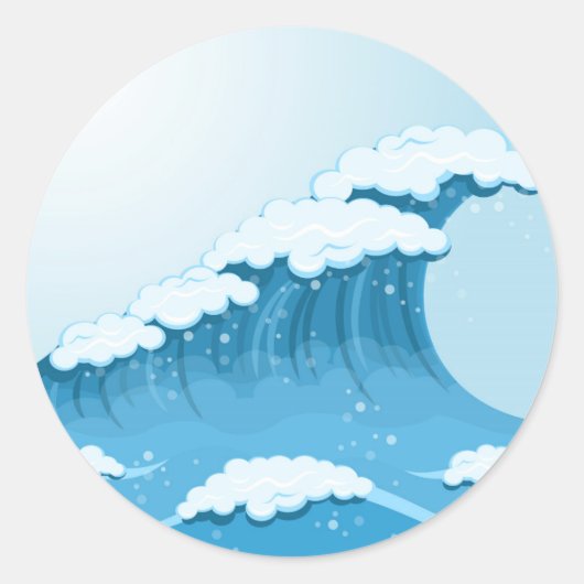 Blue Wave Surf und Ocean Runder Aufkleber (Vorderseite)