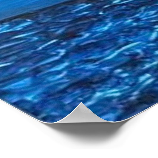Blue Wave Texture Print Poster (Ecke)